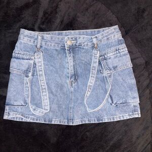 Light Blue Denim Mini Skirt